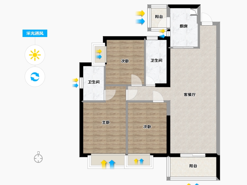 广东省-东莞市-佳兆业碧海云天-85.66-户型库-采光通风