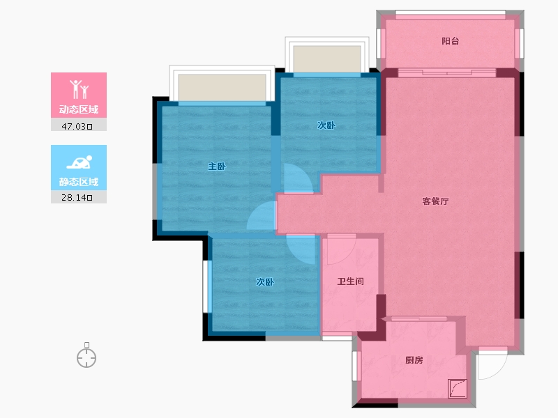 贵州省-贵阳市-恒大金阳新世界-66.99-户型库-动静分区