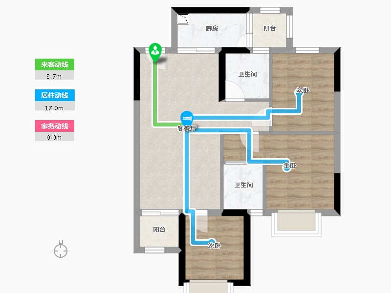 广西壮族自治区-南宁市-人和公园溪府-61.31-户型库-动静线