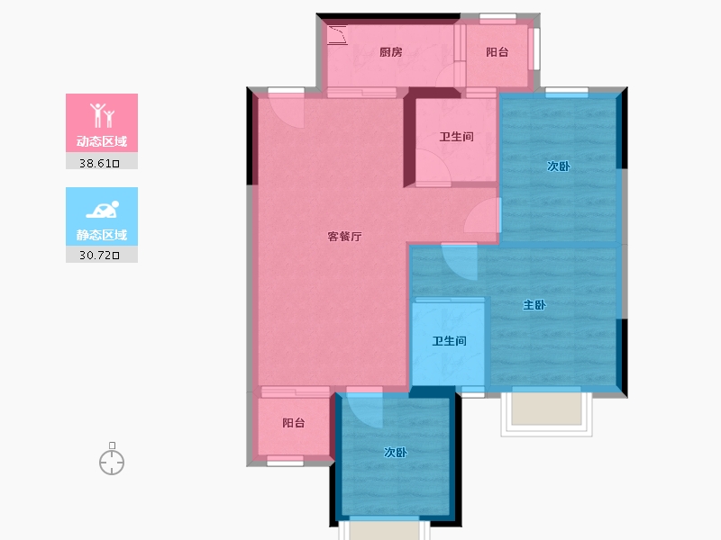 广西壮族自治区-南宁市-人和公园溪府-61.31-户型库-动静分区