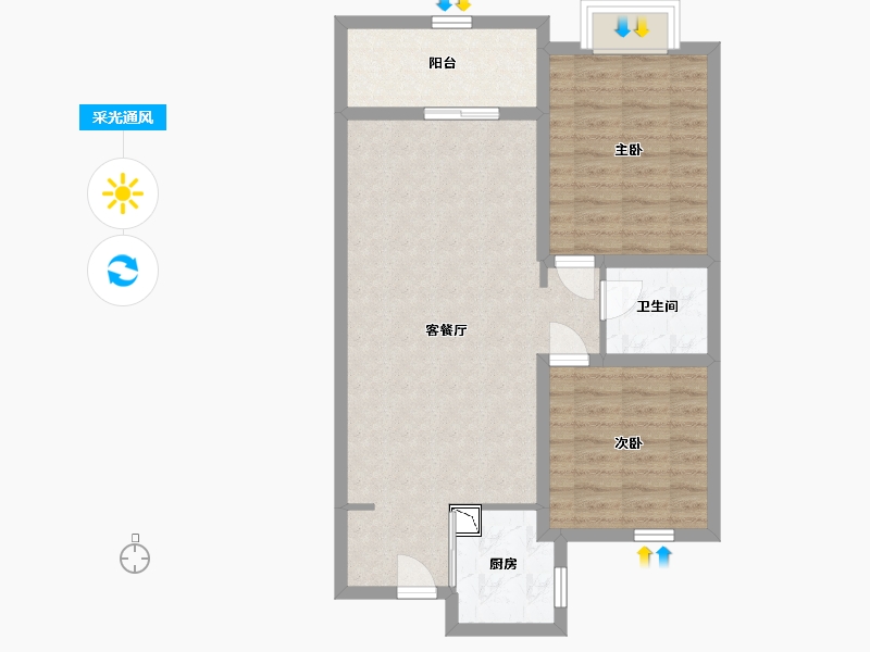 河北省-石家庄市-瀚林甲第-72.72-户型库-采光通风