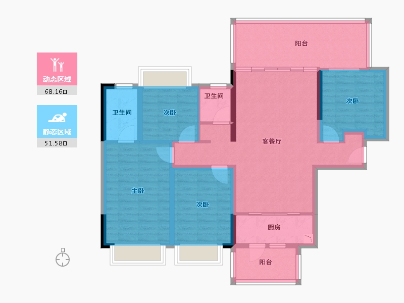 广西壮族自治区-南宁市-旭辉湖山樾-106.70-户型库-动静分区