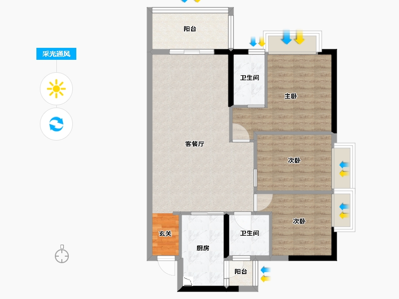 广东省-东莞市-佳兆业碧海云天-81.63-户型库-采光通风