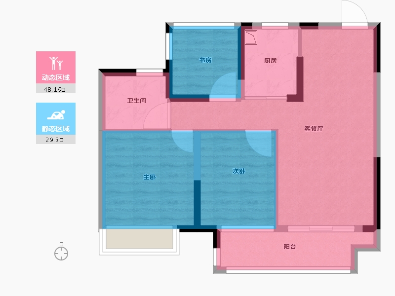 江苏省-苏州市-蔚蓝四季花园-68.72-户型库-动静分区