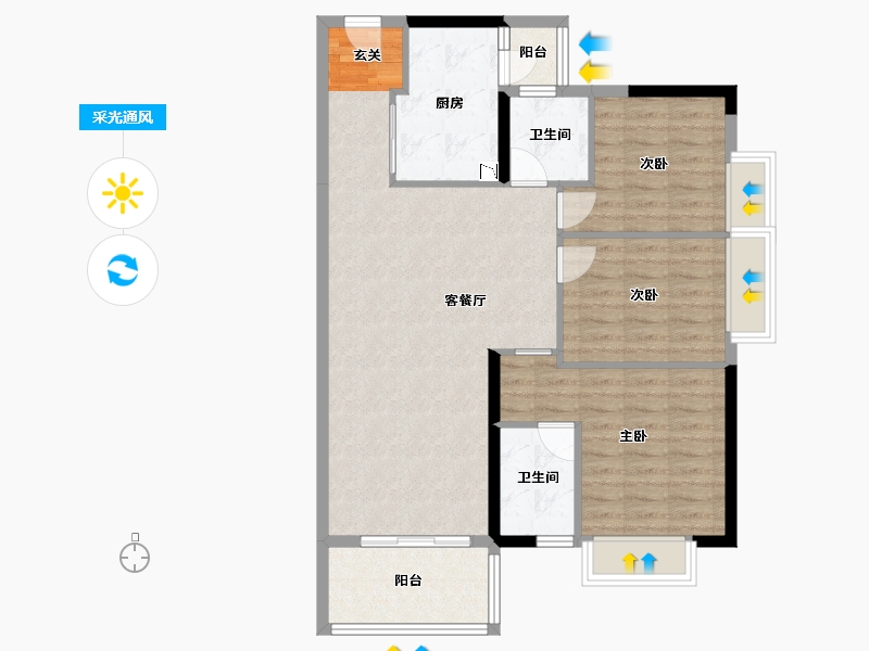 广东省-东莞市-佳兆业碧海云天-90.41-户型库-采光通风