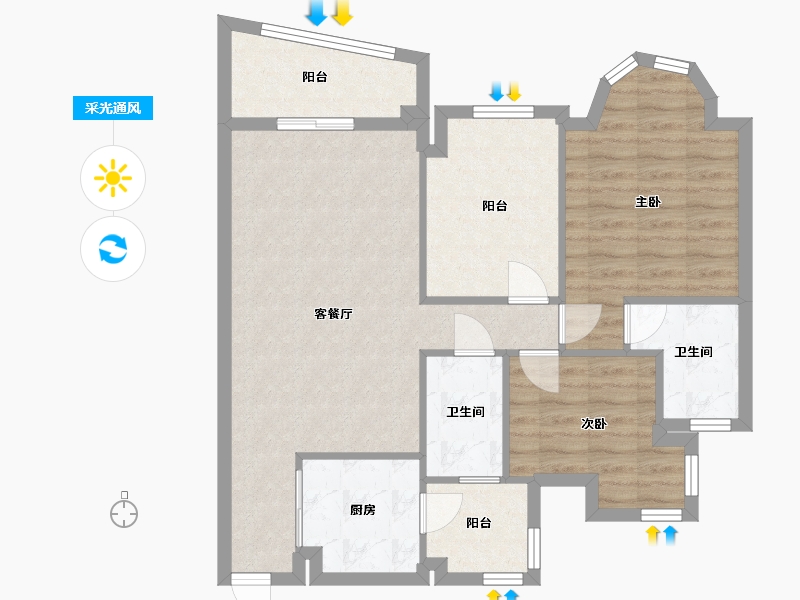 广东省-广州市-珠江御景湾-82.95-户型库-采光通风