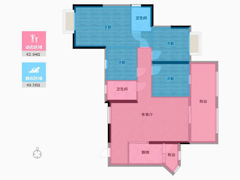 广西壮族自治区-南宁市-人和公园溪府-100.62-户型库-动静分区