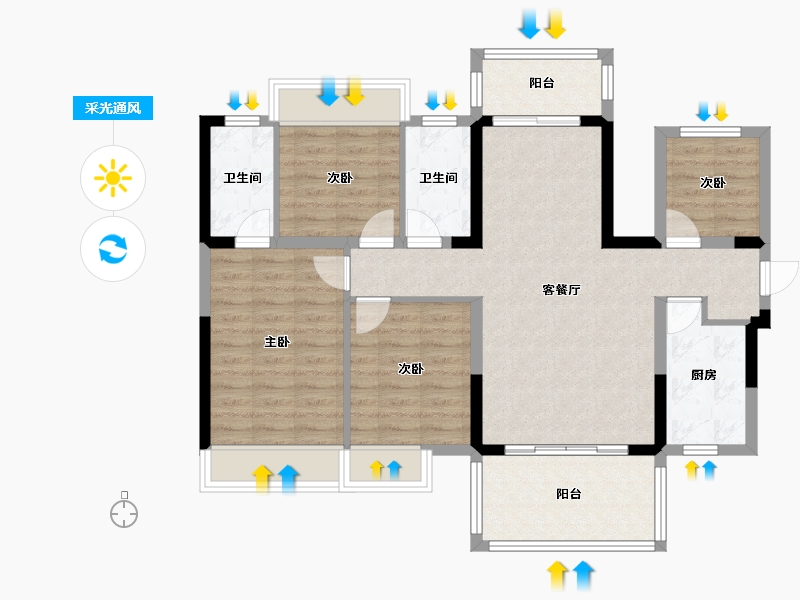 广西壮族自治区-南宁市-龙光玖誉府-93.59-户型库-采光通风