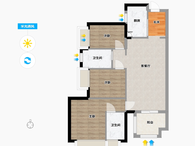 广东省-东莞市-首创禧瑞阅府-71.35-户型库-采光通风