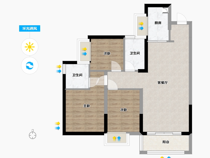 广东省-东莞市-三盈·新壹城-75.01-户型库-采光通风