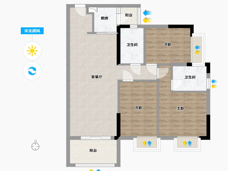 广东省-东莞市-汇景风华-86.46-户型库-采光通风