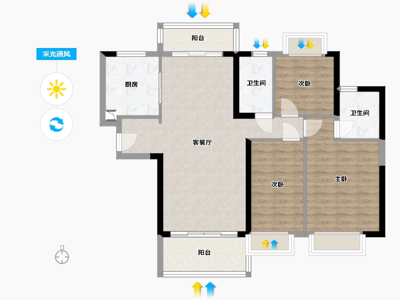 江西省-赣州市-恒大悦龙台-92.00-户型库-采光通风