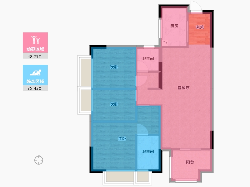 广东省-东莞市-首铸御峰华庭-74.78-户型库-动静分区