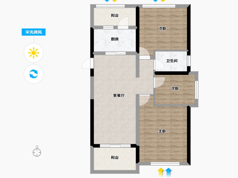 海南省-三亚市-碧桂园三亚海-75.13-户型库-采光通风