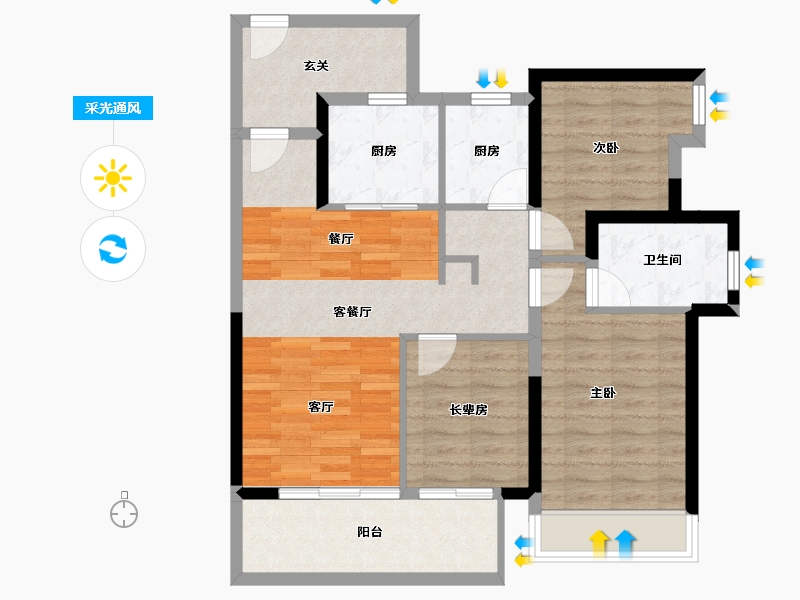 海南省-三亚市-保利崖州湾-83.77-户型库-采光通风