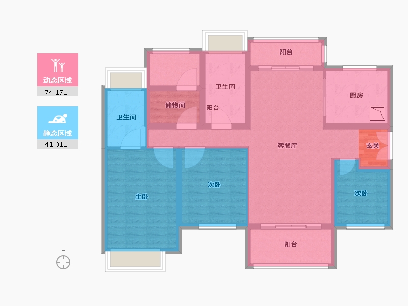 广东省-中山市-招商禹洲·云鼎府-102.00-户型库-动静分区