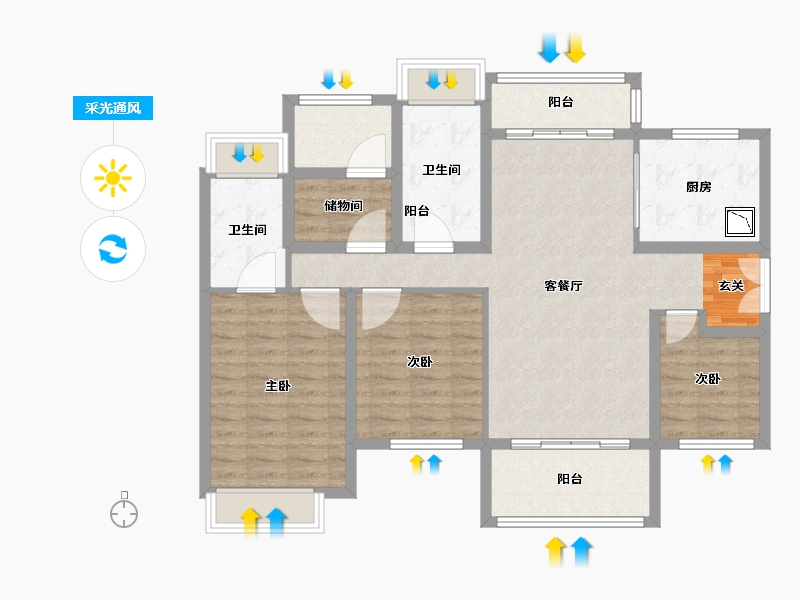 广东省-中山市-招商禹洲·云鼎府-102.00-户型库-采光通风