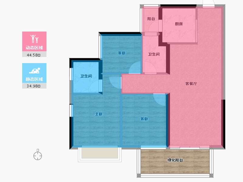 广西壮族自治区-南宁市-龙光玖珑华府-78.93-户型库-动静分区