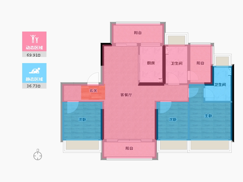 广东省-中山市-碧桂园·黄金时代-94.58-户型库-动静分区