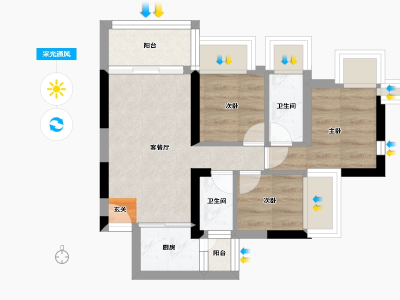 广东省-中山市-敏捷·紫岭天玺-33.06-户型库-采光通风