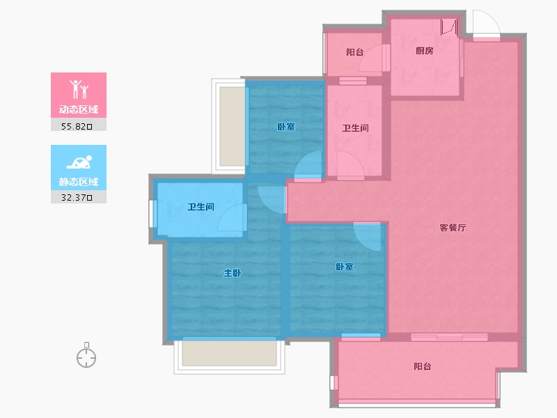 广西壮族自治区-贵港市-阳光城文澜府-78.45-户型库-动静分区