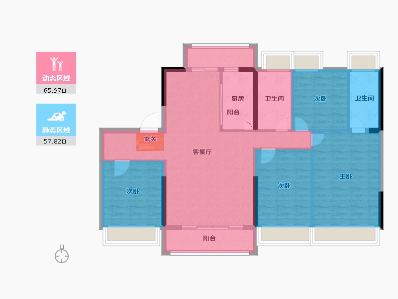 广东省-中山市-碧桂园·黄金时代-111.64-户型库-动静分区