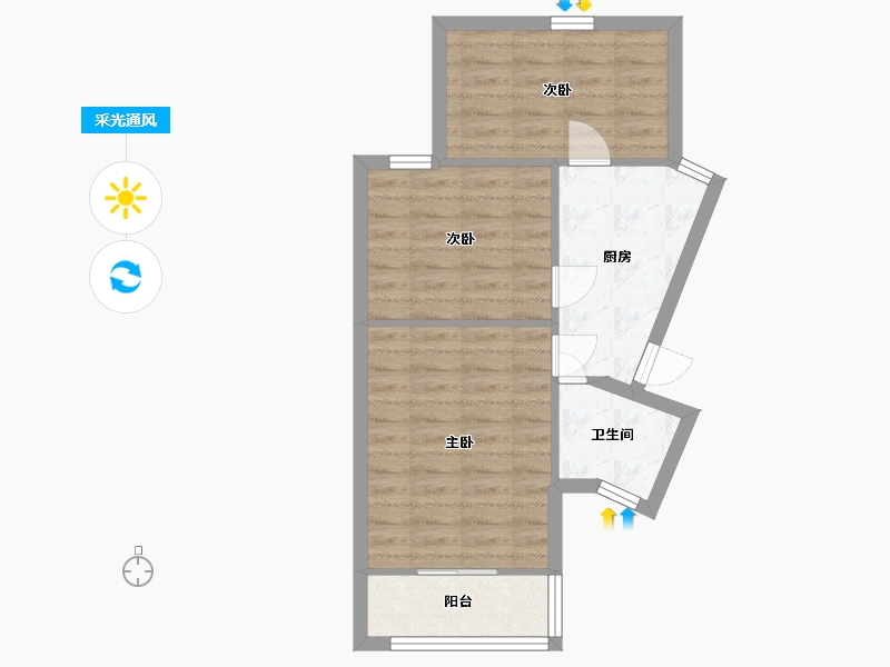 上海-上海市-梅陇十一村-52.22-户型库-采光通风