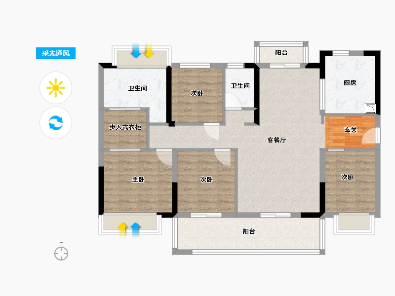 广东省-东莞市-唐商翰林府-103.30-户型库-采光通风