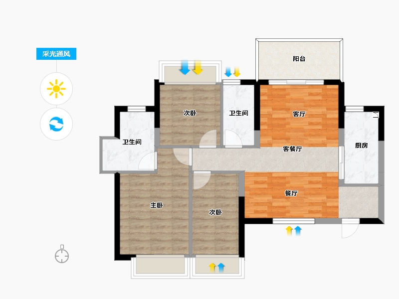 海南省-三亚市-悦居山海间-78.93-户型库-采光通风