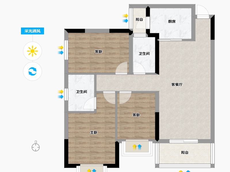 广西壮族自治区-南宁市-汉军冠江台-77.25-户型库-采光通风