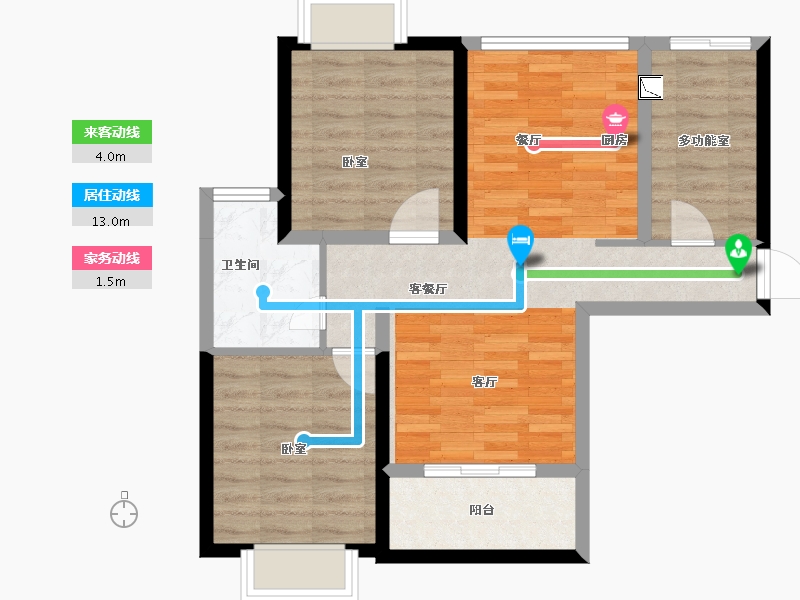 海南省-三亚市-天悦湖畔-69.32-户型库-动静线