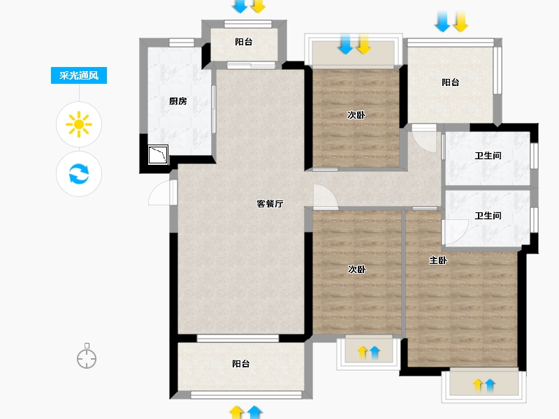 广东省-东莞市-佳兆业·龙溪璞园-94.40-户型库-采光通风