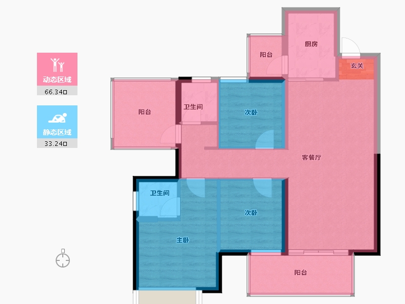 广西壮族自治区-南宁市-海蓝金钟府-89.81-户型库-动静分区