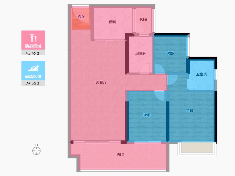 广东省-中山市-敏捷·紫岭天玺-87.10-户型库-动静分区