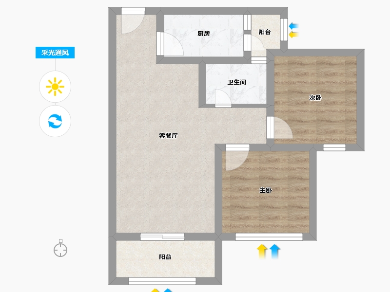 海南省-三亚市-海韵阳光城-53.20-户型库-采光通风