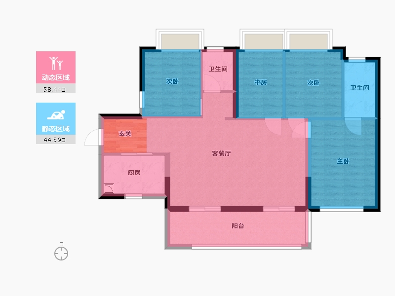 广东省-东莞市-和昌·众筑中央松湖-92.71-户型库-动静分区