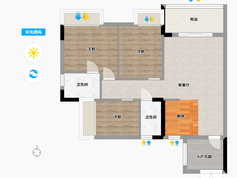 广东省-中山市-帝景香江-70.60-户型库-采光通风