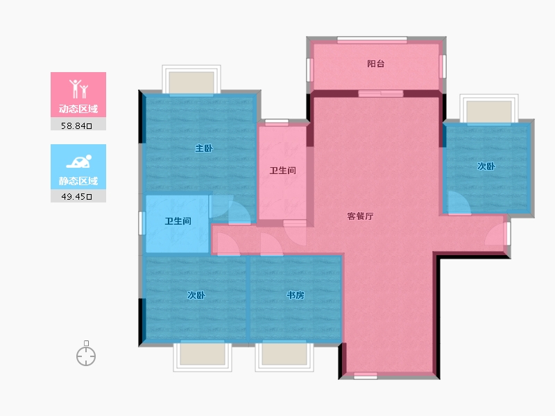 广西壮族自治区-南宁市-金陵世家-97.69-户型库-动静分区