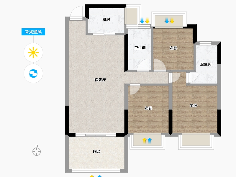 海南省-三亚市-沁园春城-74.09-户型库-采光通风