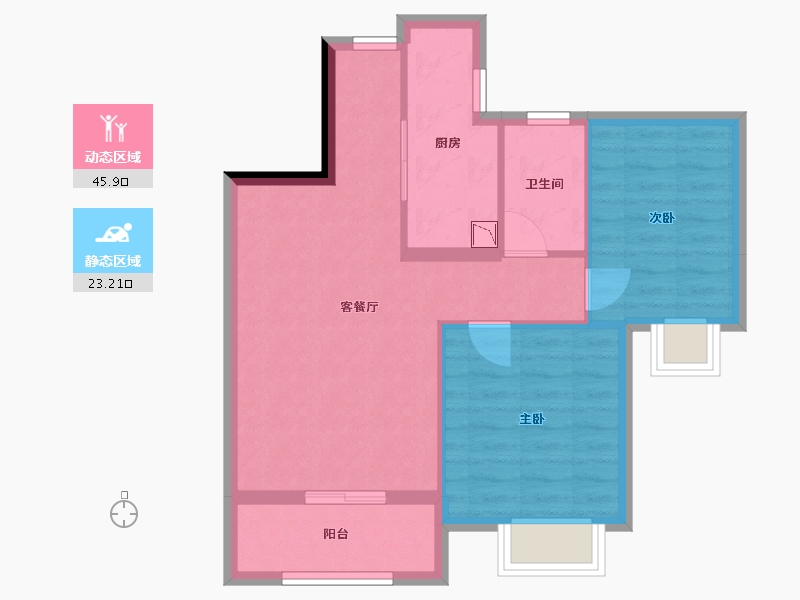 广西壮族自治区-南宁市-国田秋月蓝湾-61.71-户型库-动静分区