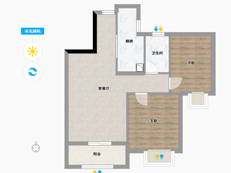 广西壮族自治区-南宁市-国田秋月蓝湾-61.71-户型库-采光通风