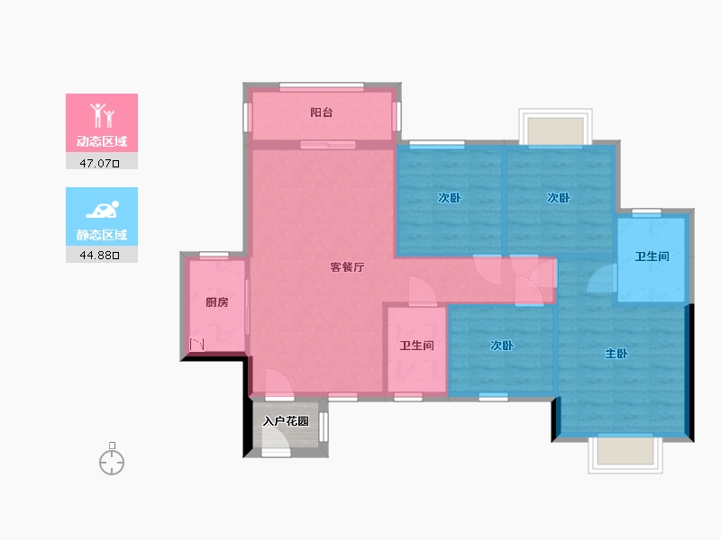 广西壮族自治区-南宁市-国田秋月蓝湾-85.51-户型库-动静分区