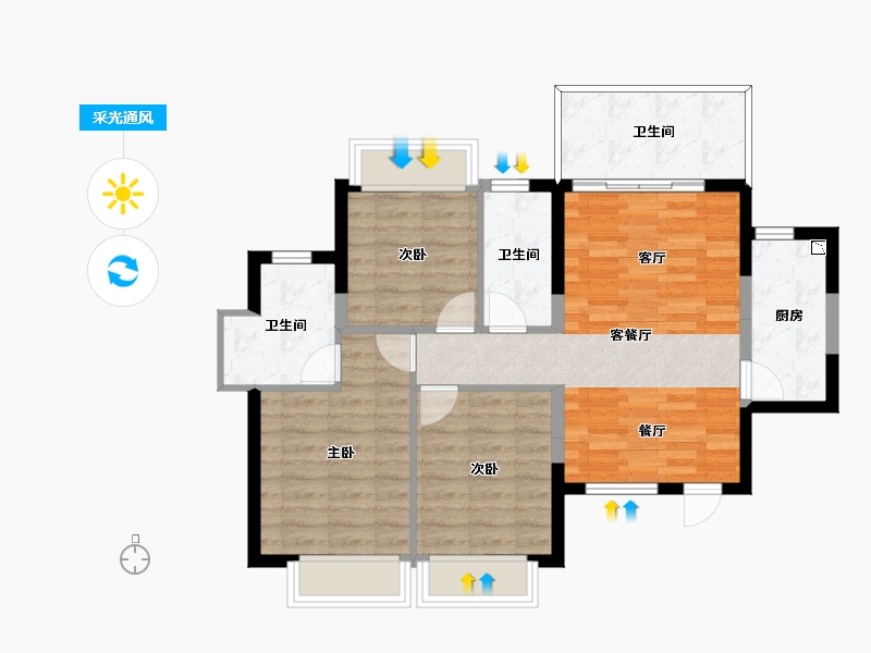 海南省-三亚市-悦居山海间-77.85-户型库-采光通风