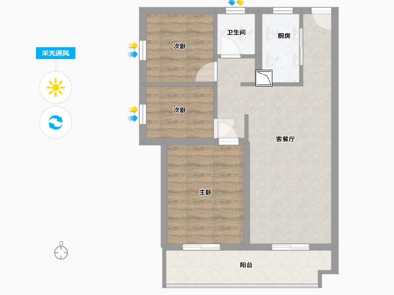 广西壮族自治区-北海市-彰泰玫瑰郡-57.60-户型库-采光通风