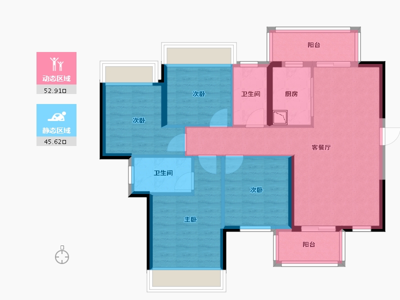 广西壮族自治区-南宁市-盛邦香颂-87.55-户型库-动静分区