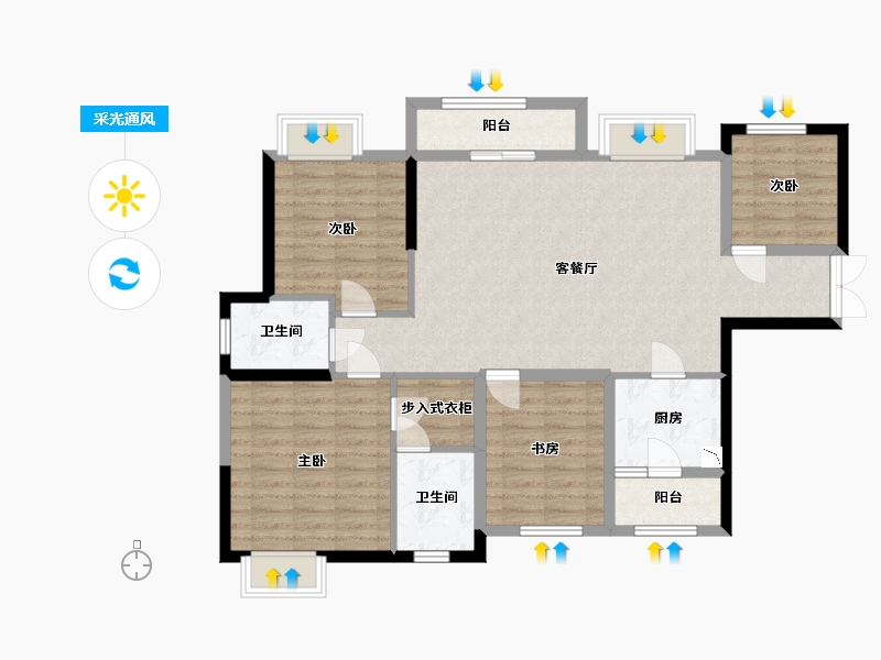 广西壮族自治区-南宁市-名门天境-105.23-户型库-采光通风