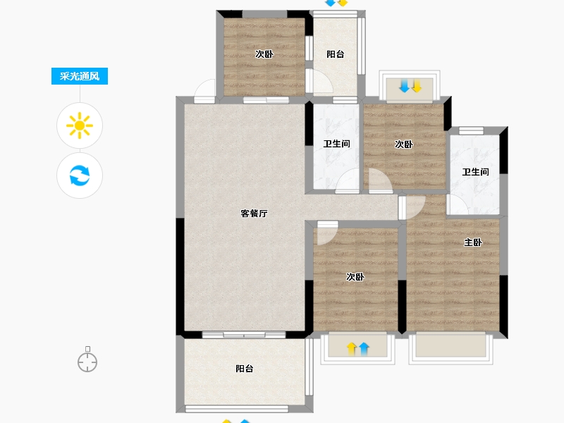 海南省-三亚市-沁园春城-90.79-户型库-采光通风