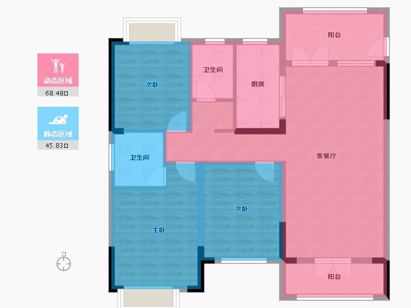 湖北省-襄阳市-和信北郡-102.78-户型库-动静分区