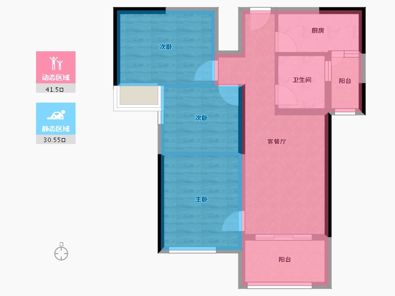 海南省-三亚市-碧桂园三亚海-63.34-户型库-动静分区