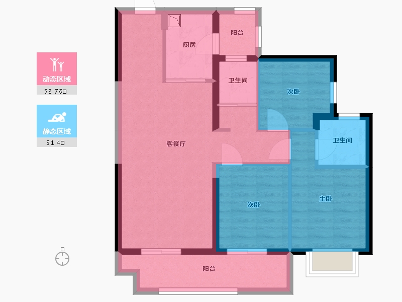 广西壮族自治区-南宁市-碧桂园时代城-75.48-户型库-动静分区